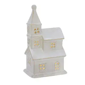 LED Light Up Ceramic Church Christmaas Ornament