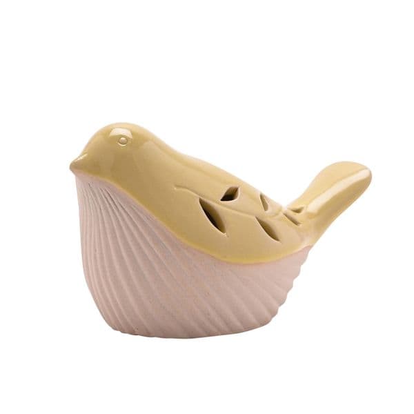 Light Up Ceramic Yellow Bird Ornament