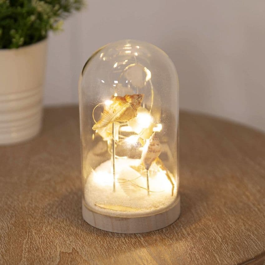 Light Up Glass Seashell Dome Home Ornament - Seashell LED Light. Soft elegant lighting for a modern home.