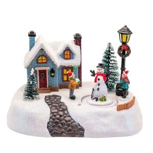 Light Up Musical Christmas Village Scene Ornament Decoration