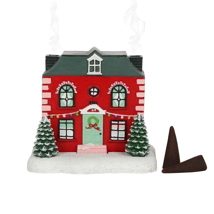 Little Christmas Cottage Incense Cone Holder - Smoking Christmas house incense burner ornament Gift