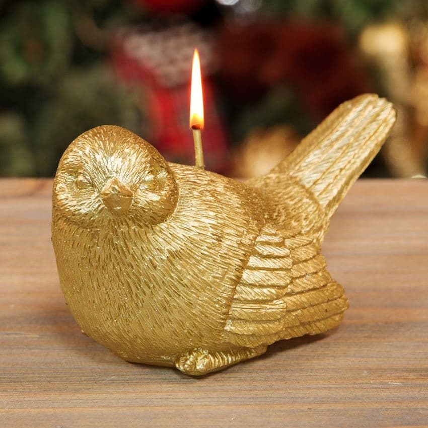 Little Golden Bird Christmas Candle - Bird Shaped Candle Gift Sculpture