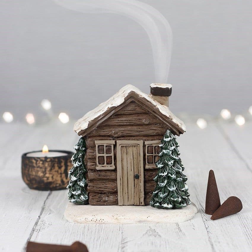 Little Log Cabin Incense Cone Holder - Smoking log cabin ornament Gift