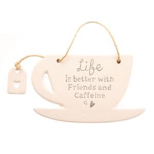 Love Life Coffee Cup Shaped Hanging Plaque Gift For Friends