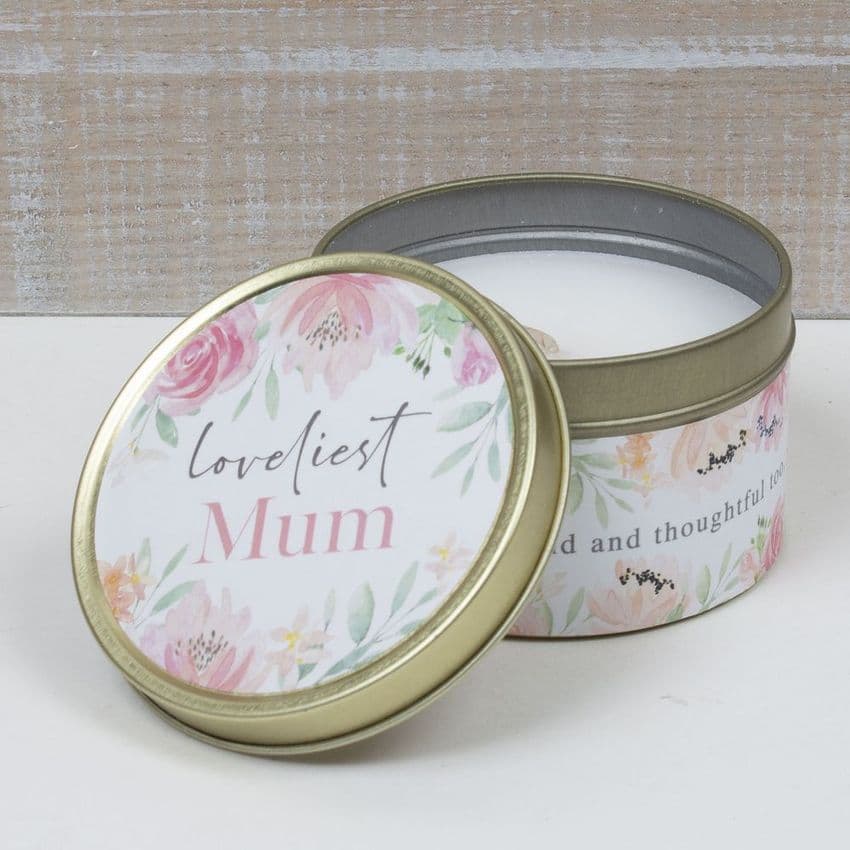 Loveliest Mum Scented Candle Tin Mothers Day and Birthday Gift