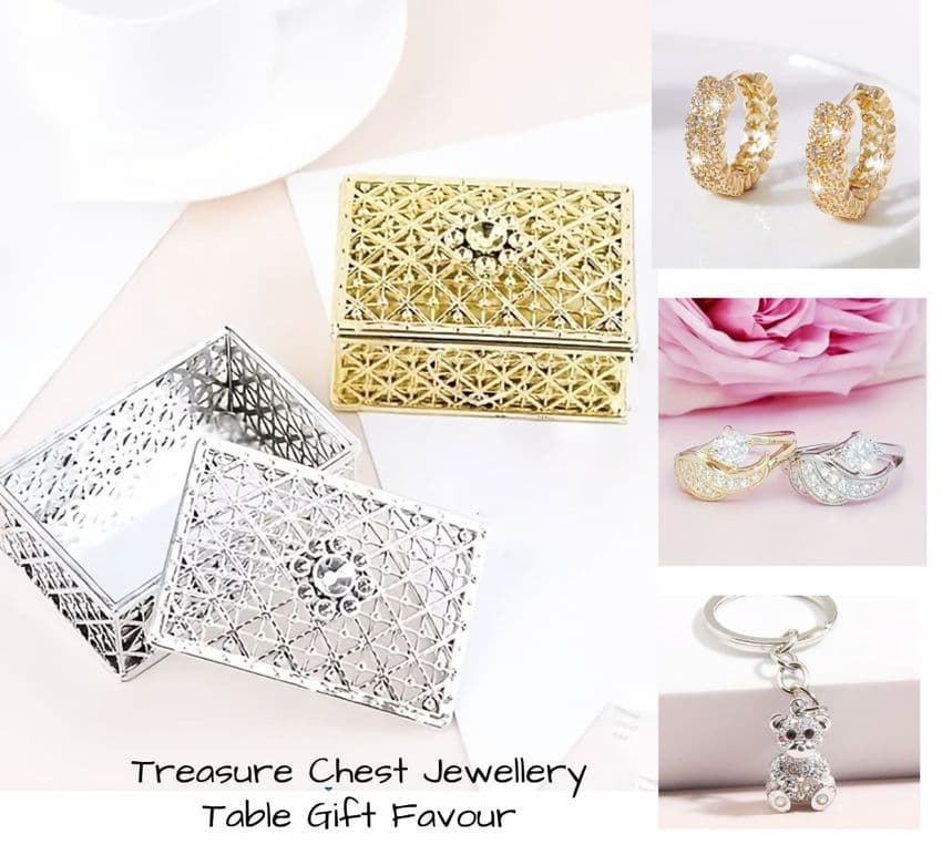 Lucky Dip Treasure Chest Jewellery Surprise Table Gift Favour For Wedding, Birthday Party and Christmas Dinner. personalised custom made favor for events.
