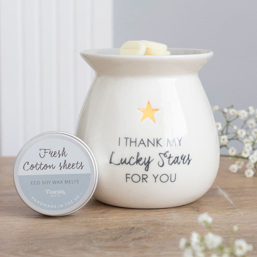 Lucky Stars Oil Burner and Wax Melts Gift Set. Gift Idea for Teacher, Best Friend and Mum.