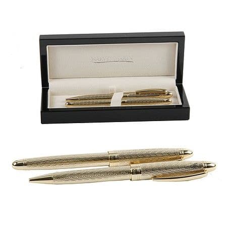 Luxury Gold Fountain Pen and Ballpoint Pen Set For Men - Heavy Gold Pen Set Gift For Men - Mens Christmas Presents