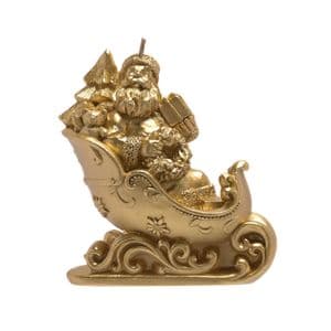 Luxury Golden Santa On A Sleigh Large Candle