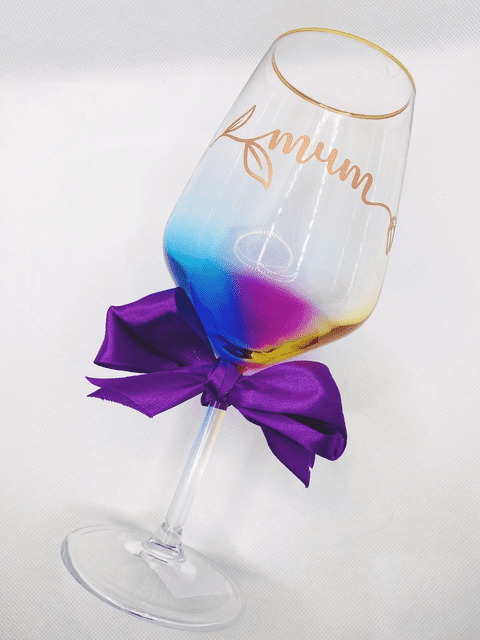 Luxury Rainbow Wine Glass For Mum