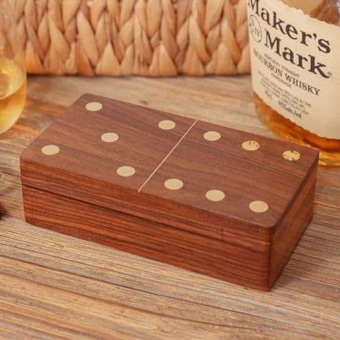 Luxury Retro Wooden Dominoes With Brass Inlay Gift
