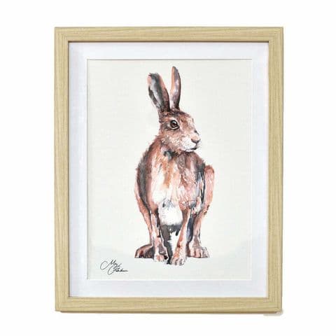 Meg Hawkins Hare Design Framed Water colour Print