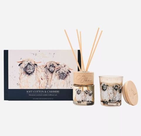 Meg Hawkins Mini Candle & Diffuser Gift Set – Sheep (Soft Cotton & Cashmere)
