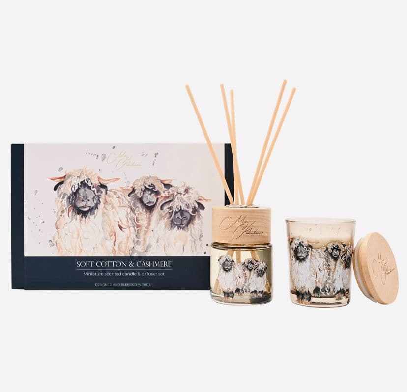 Meg Hawkins Sheep Candle & Diffuser Set | Soft Cotton & Cashmere gift set UK