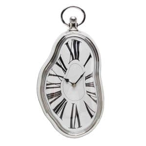 Melting Salvadore Dali Distorted Chrome Effect Wall Clock - Wonderland Wobbley Wall Clock