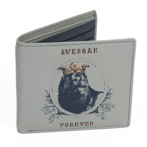 Men's Grey Leather Wallet Gift 'Awesome Forever' Fathers Day & Birthday gift for men