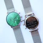 Men's Personalised Watch gift In Envy Green by Architect Of London.  Engrave with your own message.