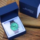 Men's Personalised Watch gift In Envy Green by Architect Of London.  Engrave with your own message.