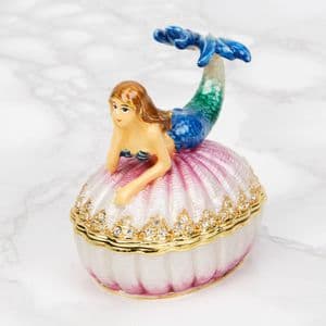 Mermaid Laying On Seashell Trinket Box - Treasured Trinkets Collectable Jewellery Box