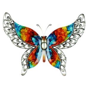 Metal Butterfly Garden and Home Ornament - Multicoloured Metal Wall Art Ornament Sculpture