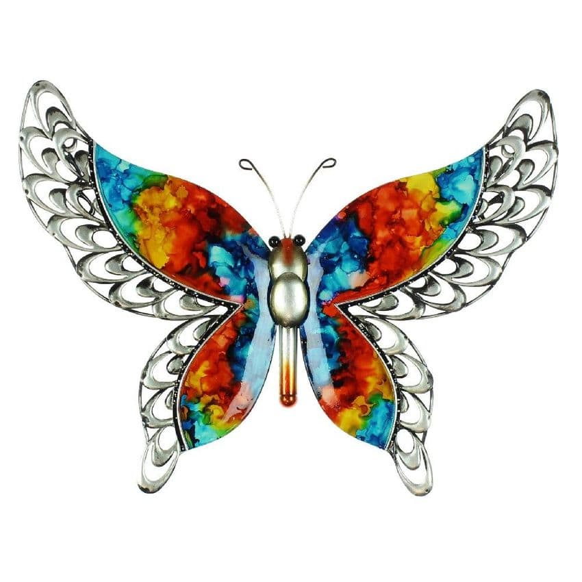 Metal Butterfly Garden and Home Ornament - Multicoloured Metal Wall Art Ornament for Indoor and outdoors