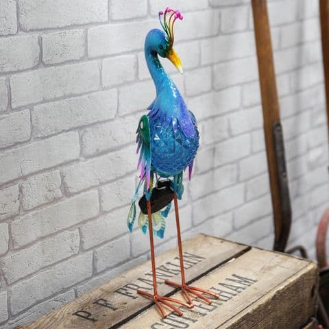 Metal Peacock Garden Ornmanet Sculpture With Solar Powered Lights