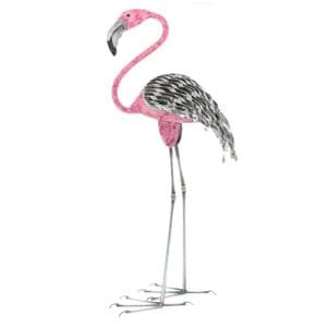 Metal Pink Flamingo Figurine - Hand Painted Flamingo Sculpture