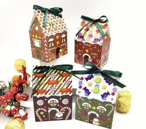 Mini Multiccoloured Gingerbread House Christmas Table Gift Favour - Choice Of Contents