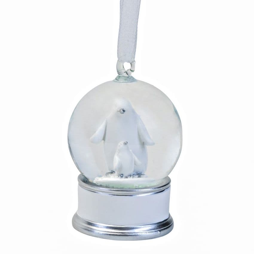 Mini Snow Globe Hanging Christmas Decoration - Mother & Baby Penguin