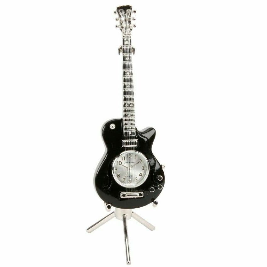 miniature clock - black guitar gift for music lovers and guitar players. gift idea for men