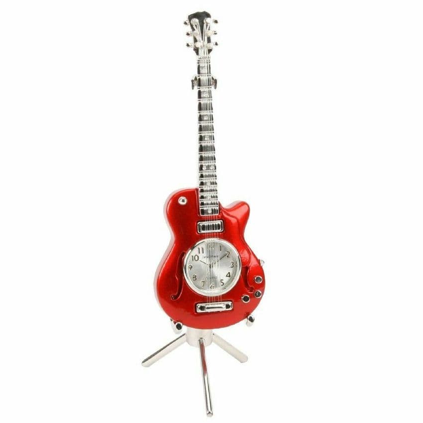 miniature clock - red guitar gift for music lovers and guitar players. gift idea for men