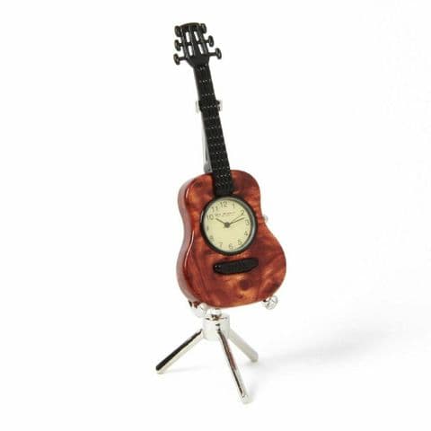 Miniature Clock Gift - Wood Effect Guitar
