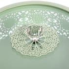 Mint Green Metal Lace Storage Box - Vintage Style Round Metal Dressing Table Storage Box