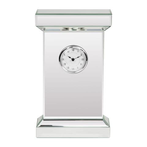 Mirror Glass Pedestal Mantel Clock Minimalist Style