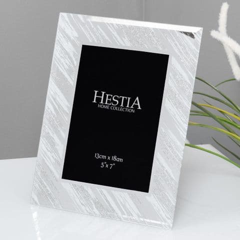 Mirror Glass Silver Glitter Abstract Design Photo Frame 4 x 6