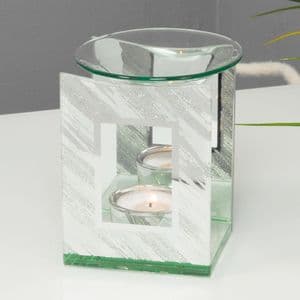 Mirror Glitter Oil Burner - Contemporary White and Silver Melt Burner Home Ornament