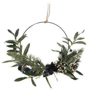 Mistletoe and Fern Contemporary Christmas Wreath 36cm