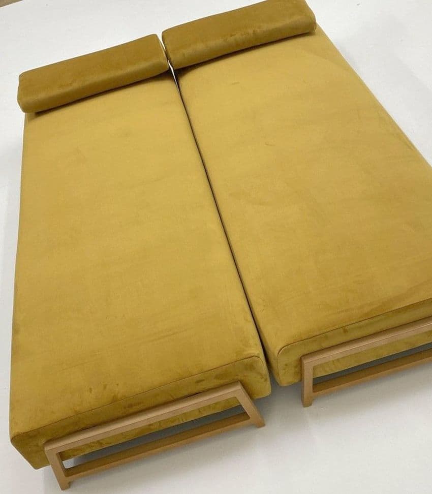 Modern minimalist Day Bed Sofa Contemporary ochre Velvet Settee