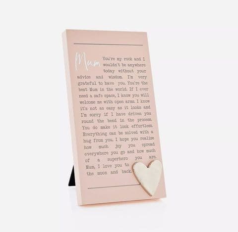 Moments Pink Verse Plaque For Mum