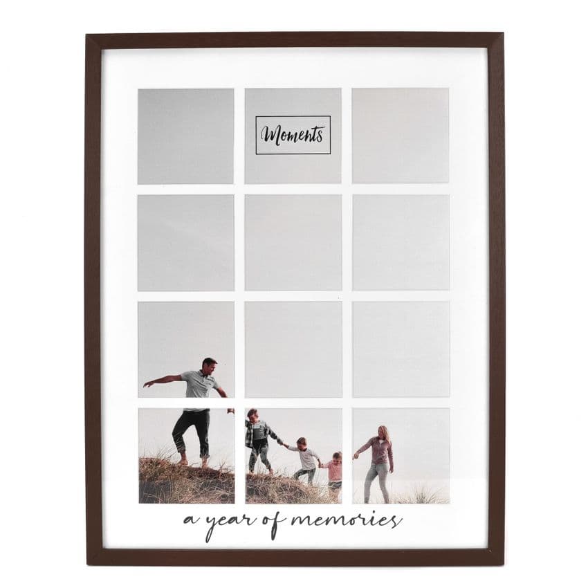 Large black Wooden Collage Frame - A Year Of Memories - Multi aperture large photo frame