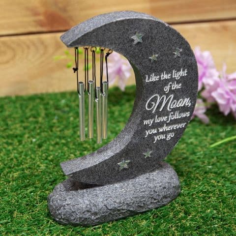 Moon Wind chime Memorial Stone Grave and Garden Ornament to remember a loved one