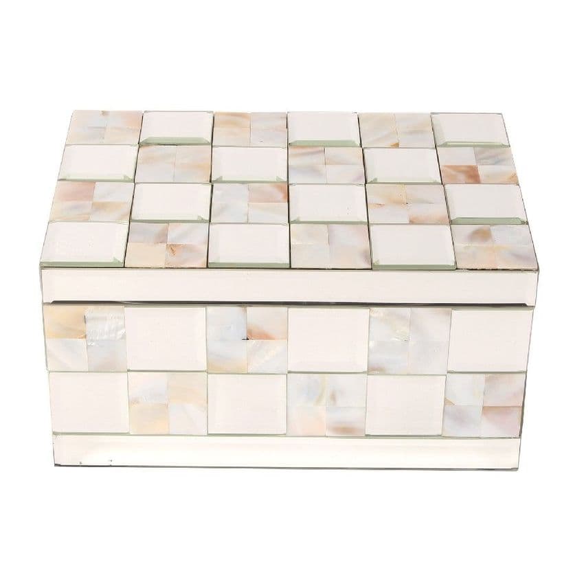 Mother Of Pearl & Mirrored Glass Large Luxury Jewellery Box - A beautiful gift for ladies