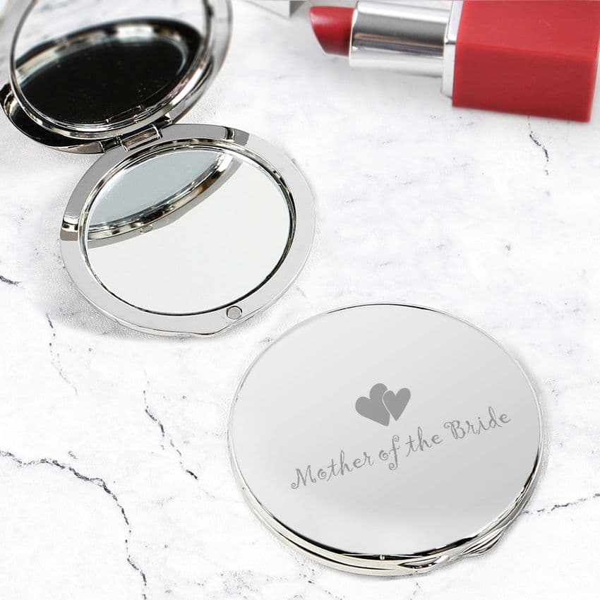 Mother of the Bride Gift - Round Silver Compact Mirror