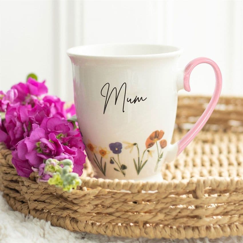 Mum Wildflower Latte Coffee Mug Gift