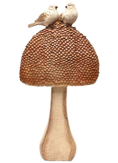 Mushroom Toadstool Garden Ornament With 2 Birds Garden Ornament 45cm