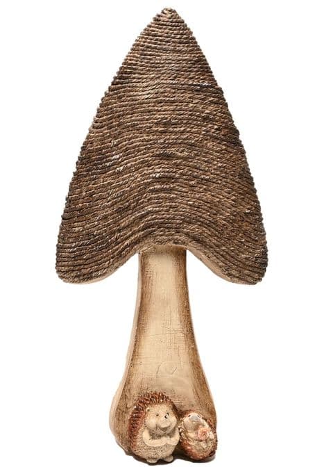 Mushroom Toadstool Garden Ornament With 2 Cute Hedgehogs Large 41cm