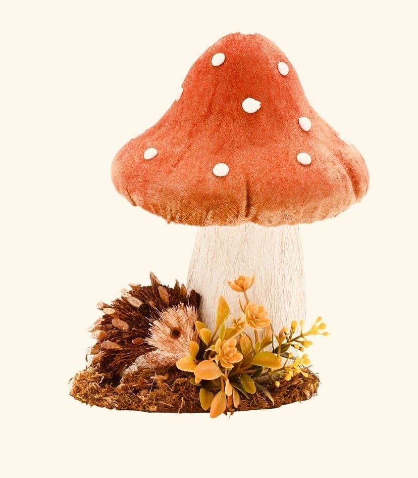 Natural Handmade Mushroom With Hedgehog - Autumn Home Decoration - Posh Bananas Home Decor