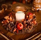 Natural Handmade candle holder with artificial foliage in Autumn colours - Posh Bananas Home Decoration