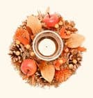 Natural Handmade candle holder with artificial foliage in Autumn colours - Posh Bananas Home Decoration