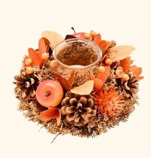 Natural Handmade rustic Autumn Candle Holder - Small 18cm